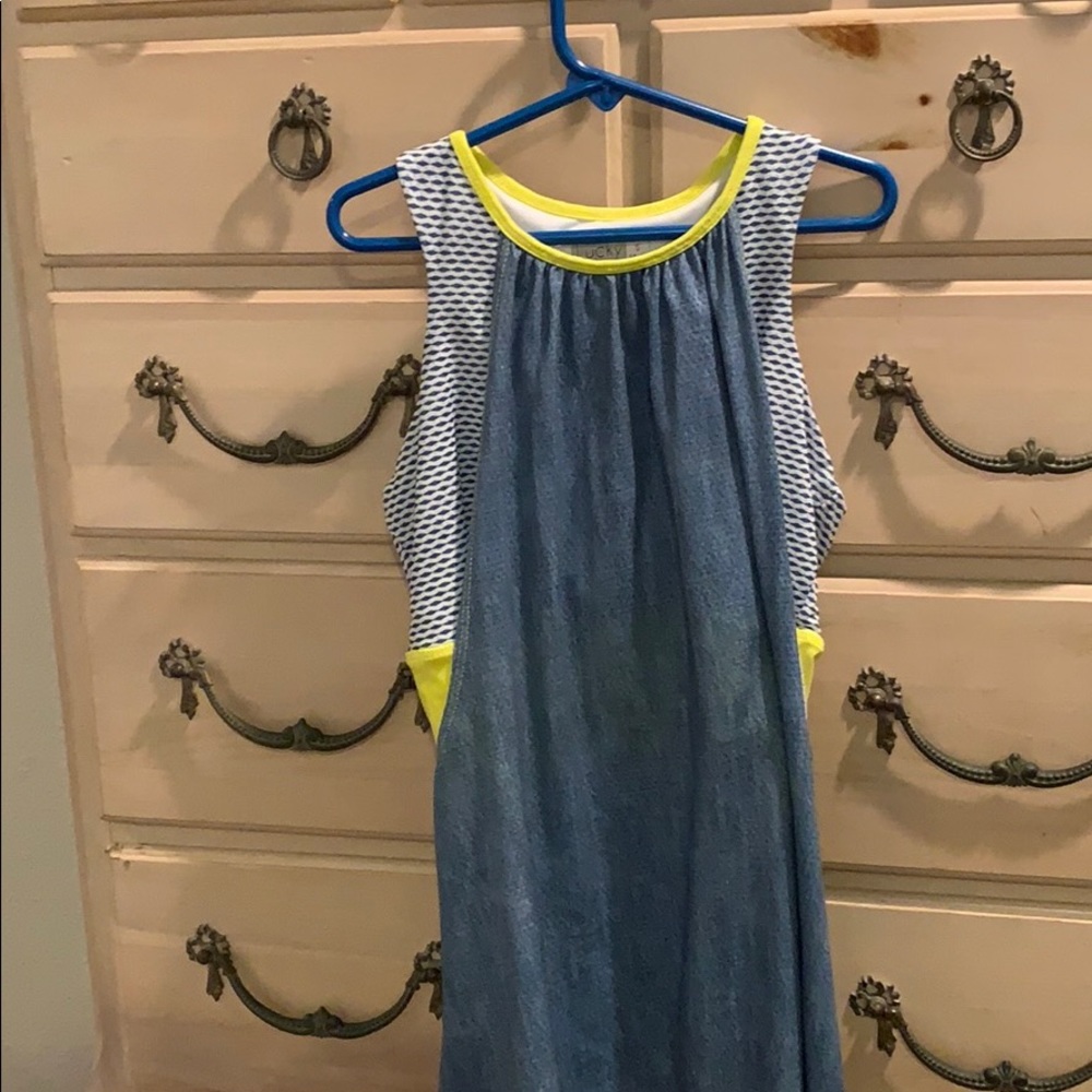 Denim patterned workout tank top